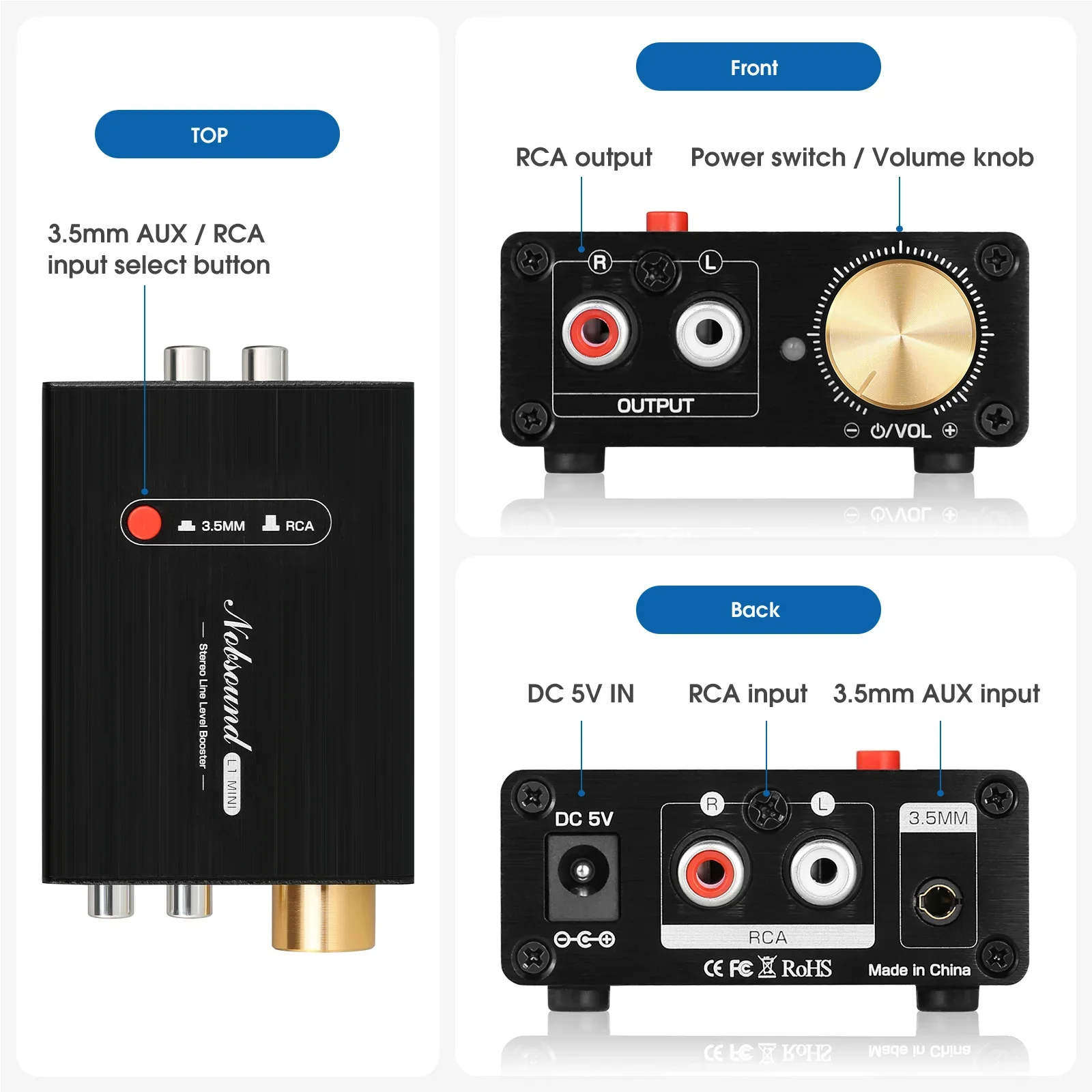 Фото Douk Audio L1MINI Мини Стерео Линейный Усилитель Усилителя Аудио Предусилитель Усиление 20 дБ + Регулировка громкости №2