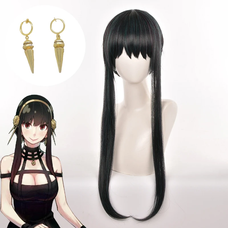 

Длинный черный парик для косплея из аниме спайдера, термостойкий синтетический шпионский семейный, для ролевых игр на Хэллоуин, с шапочкой