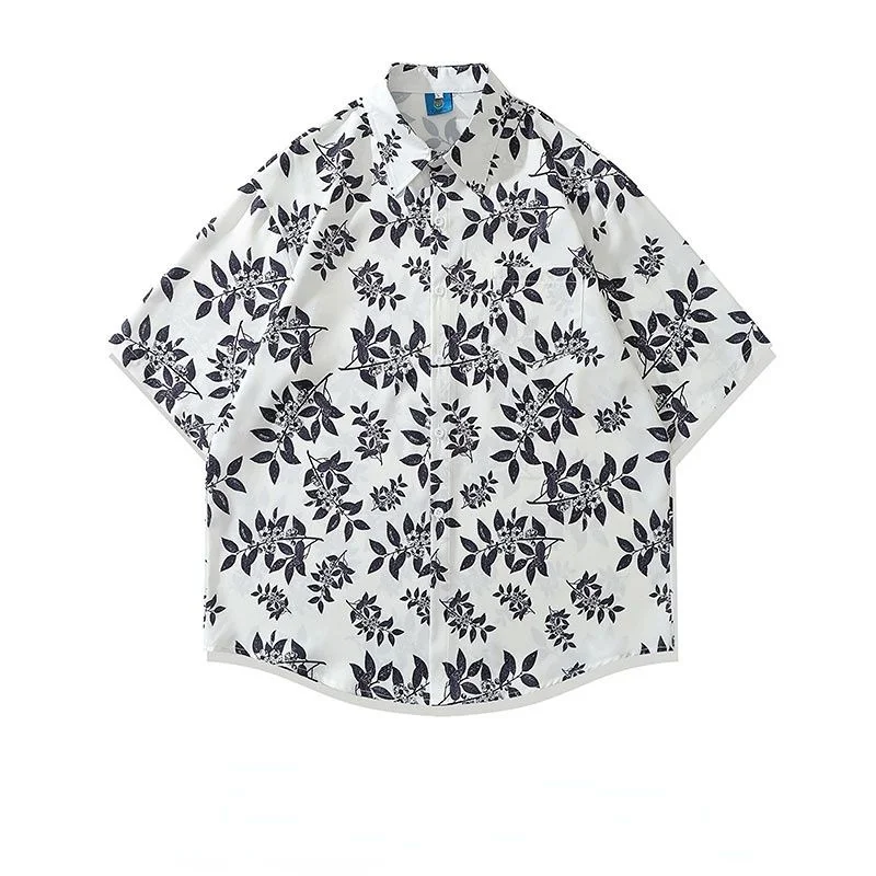 

Рубашка мужская с коротким рукавом, универсальная свободная повседневная с принтом разбитых цветов, для пар, на лето