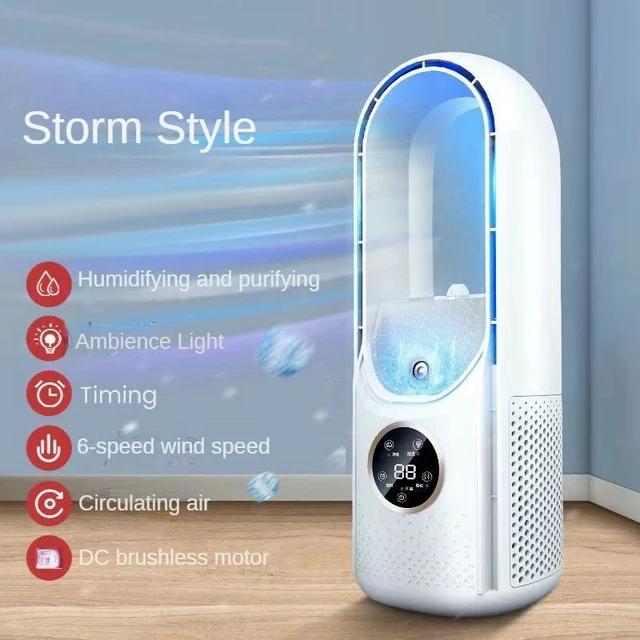 

XIAOMI Portable vaneless electric fan humidification air conditioning fan 6-speed regulation mute timer cooling fan humidifier