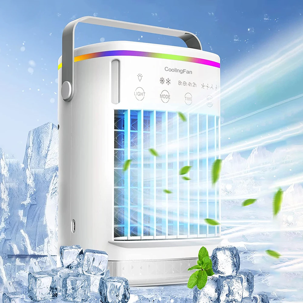 

Portable Air Conditioner Mini Air Cooler USB Air Conditioning Fan 700ml Ice Water Air Cooling Fan With Humidifier for Bedroom