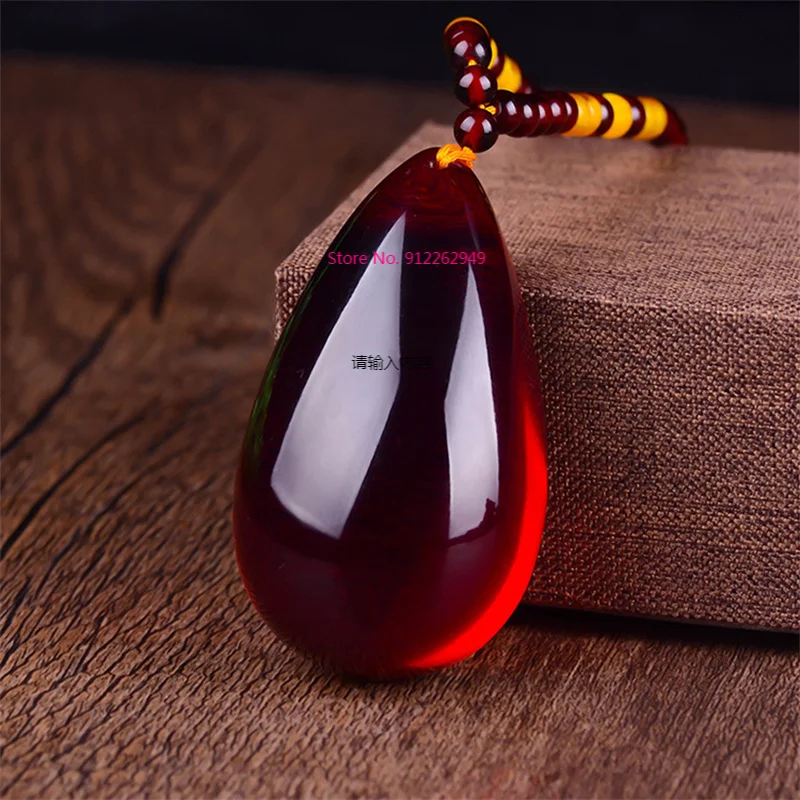 

Hot Selling Natural Hand-carve Honey Wax Water Droplets Necklace Pendant Fashion Jewelry Men Women Luck Gifts