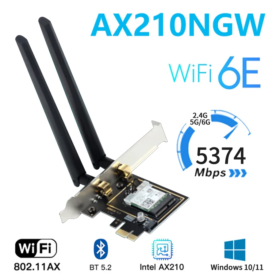 Трехдиапазонная беспроводная Wi-Fi карта Intel AX210 6E 802.11AX 5374M сетевая для рабочего