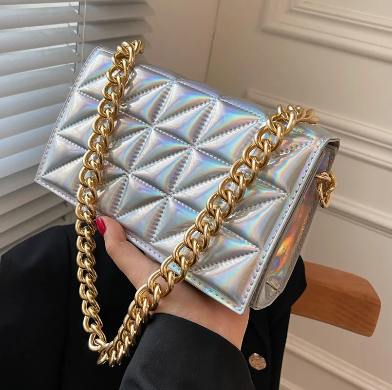 

CGCBAG Fashion Colorful Luxury Designe Handbag Women High Quality PU Leather Shoulder Bag Retro Chain Women Clutch Baguette Bag