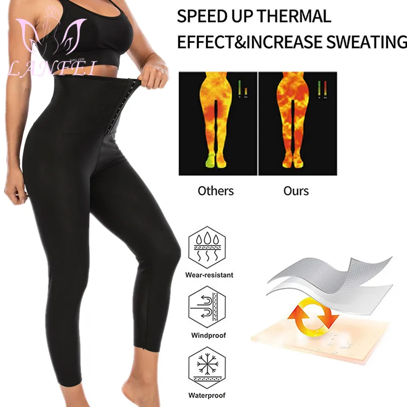 LANFEI Sweat Pants Waist Trainer Shaper Leggings Women Shaper Sauna Pant Slim Fat Burning Gym Push Up Sports Tight Fitness Pant