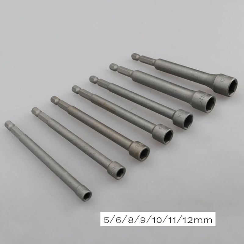 

5-12mm Metric Socket Nut Impact Driver Adapter Drill Bits 1/4" Long Hex Nut Driver Socket Set Repair Tool Accesories R7UA