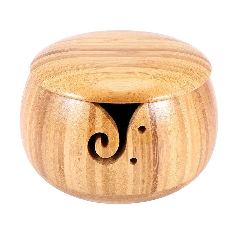 

Миска из горячей пряжи ручной работы, миска из бамбуковой пряжи со съемной крышкой для вязания и вязания крючком, для мамы и бабушки