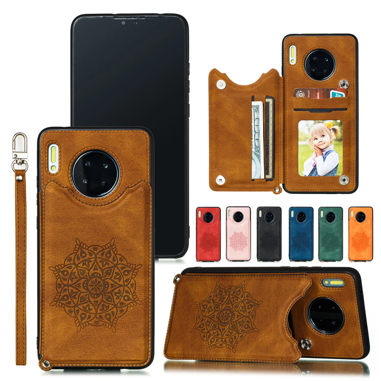

Leather Case For Huawei P40 Pro P30 Lite P Smart Z 2021 Mate 30 40 Pro Y7A Y9A Magnetic Flip Wallet Card Slots Stand Phone Cover