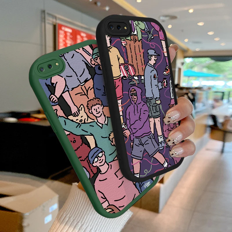 

Lambskin+TPU Phone Case for OPPO A5 2018 A12E A7 A12 A15 A16 A54 S A11 X K A9 A5 A35 A16 E A31 A8 Illustration Cool Boy