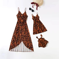 summer mother daughter leopard print slip dresses matching family outfitsmommy and me clothes mother and daughter family look