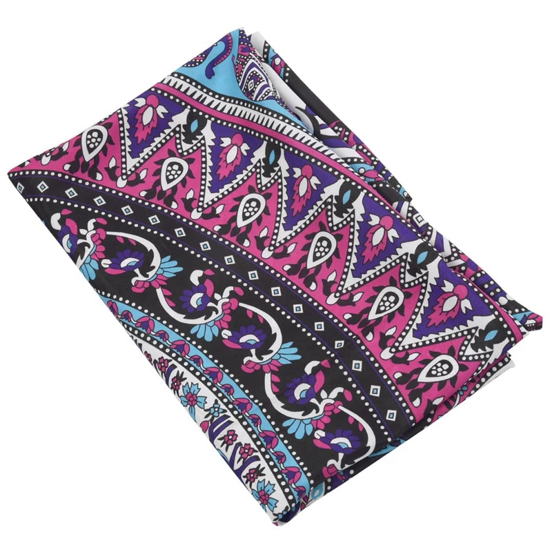 

2X Round Print Bohemian Mandala Tapestry Wall Hanging Picnic Beach Towel Blanket Purple Elephant Mandala