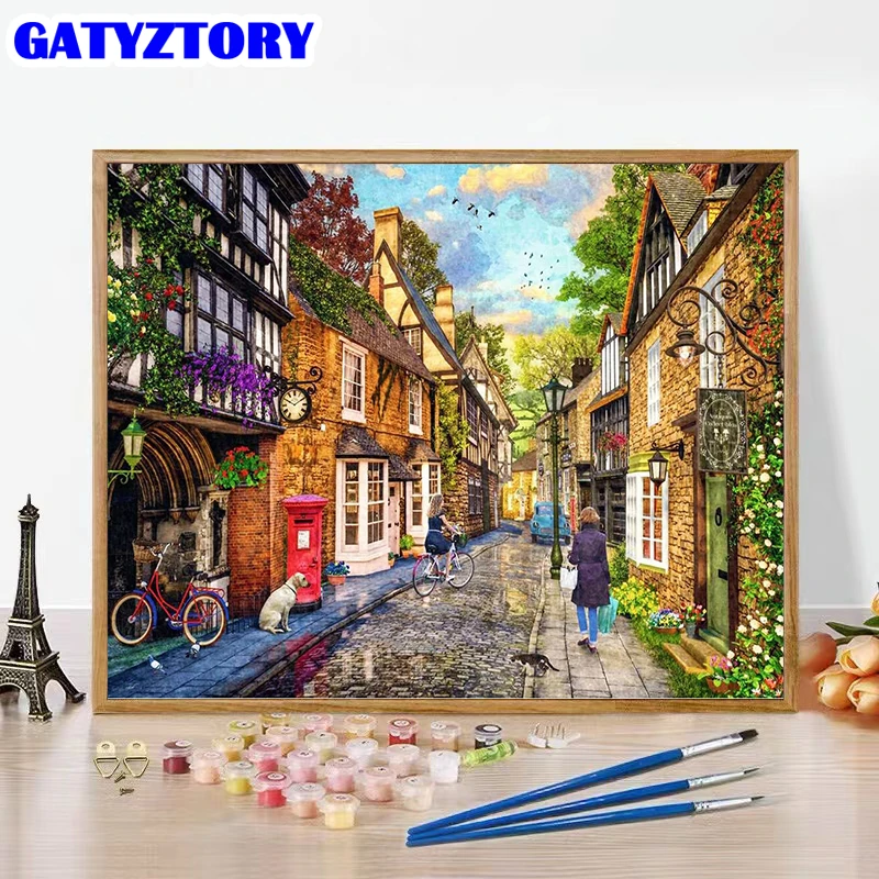 

GATYZTORY Painting By Number Landscape Drawing On Canvas Handpainted Art Gift 40x50cm Frame Pictures By Number Kits Home Decor