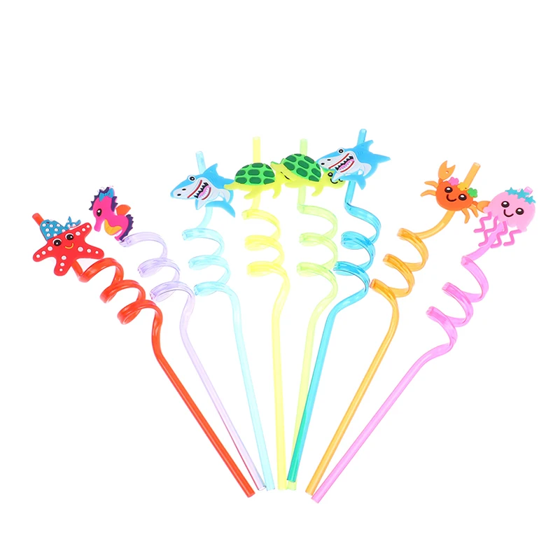 

8 шт., пластиковые соломинки для напитков в виде морских животных