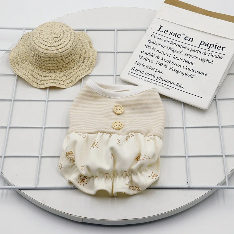 

Одежда для домашних животных, жилет для собак, одежда для кошек, маленький солнцезащитный домик с принтом, симпатичная тонкая весенняя бела...