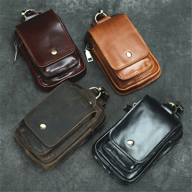 

Fanny Waist Bag for Men 2020 Real Leather Belt Bum Leg Hip Packs Men Mini Multi Phone Box Wallet Purse Coin Card Cigarette Pouch