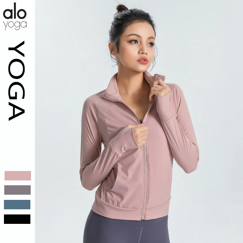 

Alo Sports Jacket Cross-border Slimming Tight Elastic Quick Drying Yoga Suit Top Long Sleeved Running Training Fitness Suit