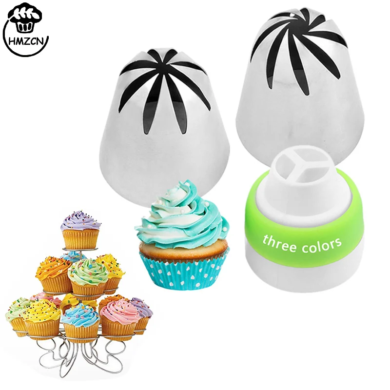 

3 Pcs/set Rose Flower Large Piping Tips Seamless Stainless Steel Icing Piping Nozzle Tip Set, Cake Decorating Tools for Baker
