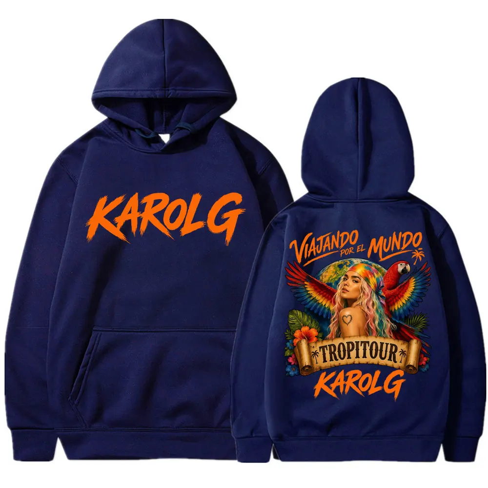 Фото Худи Karol G Tropicoqueta Tour Album 2026 для мужчин и женщин, популярные модные толстовки, оверсайз, повседневная флисовая спортивная одежда, подарки для фанатов. №3