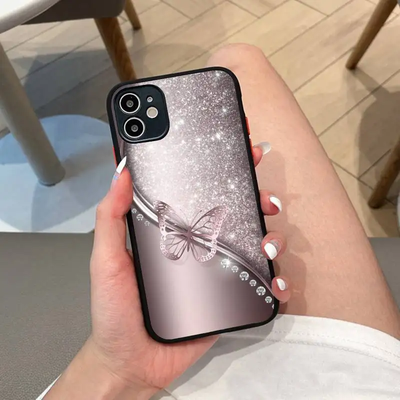 

Butterfly Phone Case for iPhone 14 11 12 13 Mini Pro Max 8 7 Plus X XR XS MAX Translucent Matte Cover
