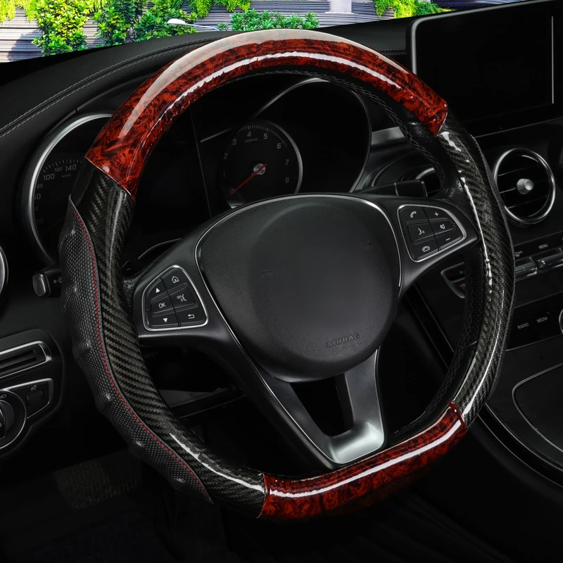 

Car Steering Wheel Cover D Shape Mahogany Wood Grain For Golf 6 7 Polo Passat Tiguan 2016 2017 2018 For Kia Sportage Optima K5