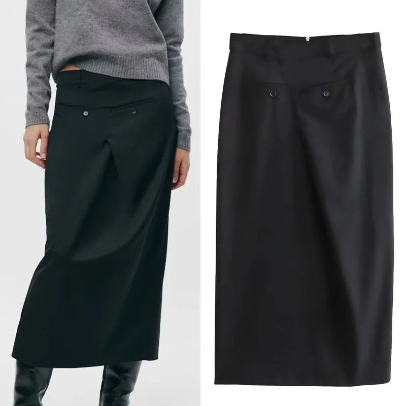 

Юбка-миди Женская Асимметричная с заниженной талией, на молнии