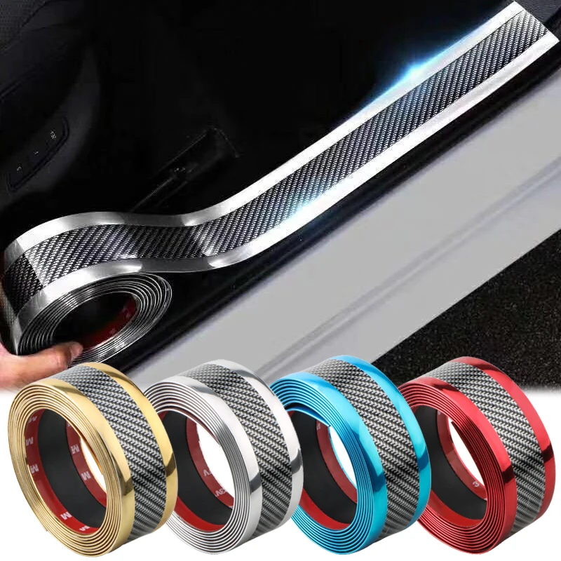 

1Meter Carbon Fiber Anti Scratch Car Door Sill Stickers Protectective Rubber Strip Universal Car Door Protector Car Styling Tool
