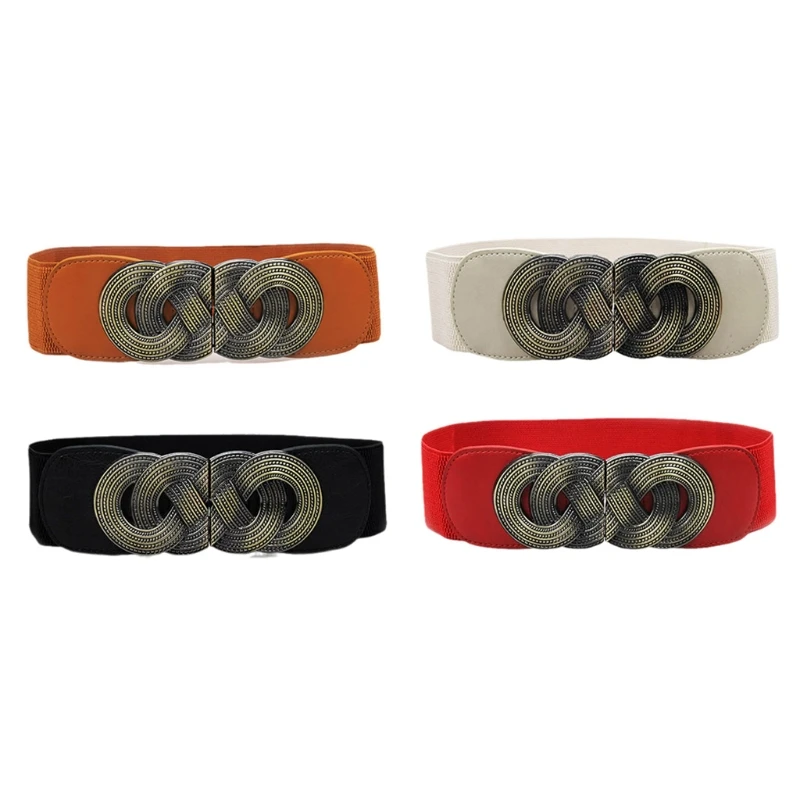 

Ремень женский с застежкой-пряжкой, Стильный Простой Роскошный пояс с гнущимися металлическими застежками, бронзовый, с эластичным ремнем