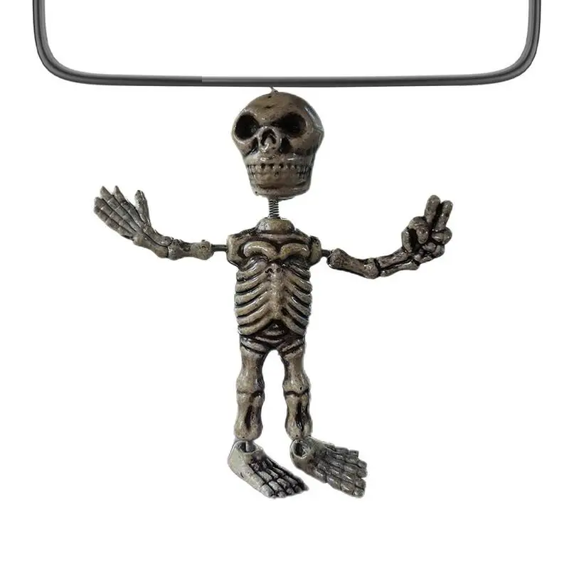 

Horror Car Accessories Skull Pendant Rearview Mirror Accessories Resin Swinging Skeleton Car Charm Spooky Halloween Ornament For