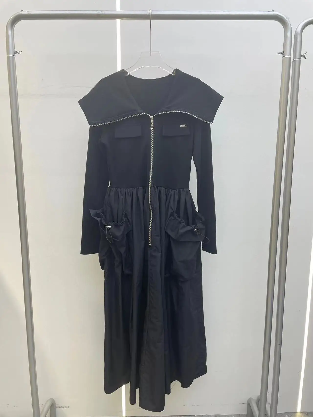 

2023 autumn and winter new tooling style big pocket stitching jumpsuit dress