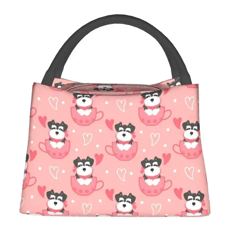 Love Teacup миниатюрный шнауцер щенки изолированная сумка-тоут для обеда женщин