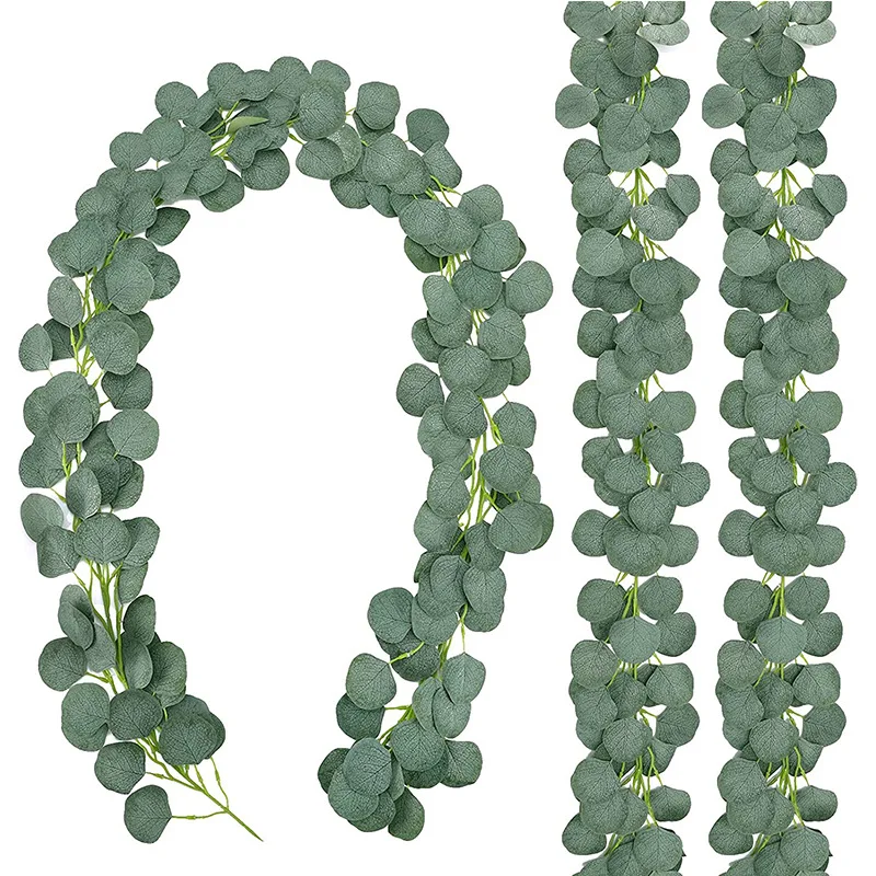 

1.8m Green Eucalyptus Leaves Garland Wisteria Artificial Flowers Rattan Fake Plant Silk Leaf Vines Wedding Birthday Party Decor