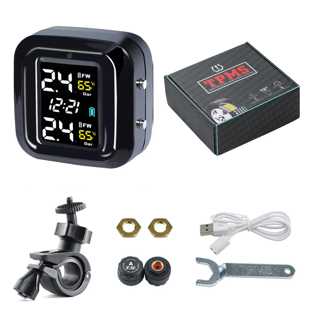 

Датчики давления в шинах мотоцикла Moto TMPS с цветным экраном Система контроля давления в шинах 2-колесный внешний датчик в шинах