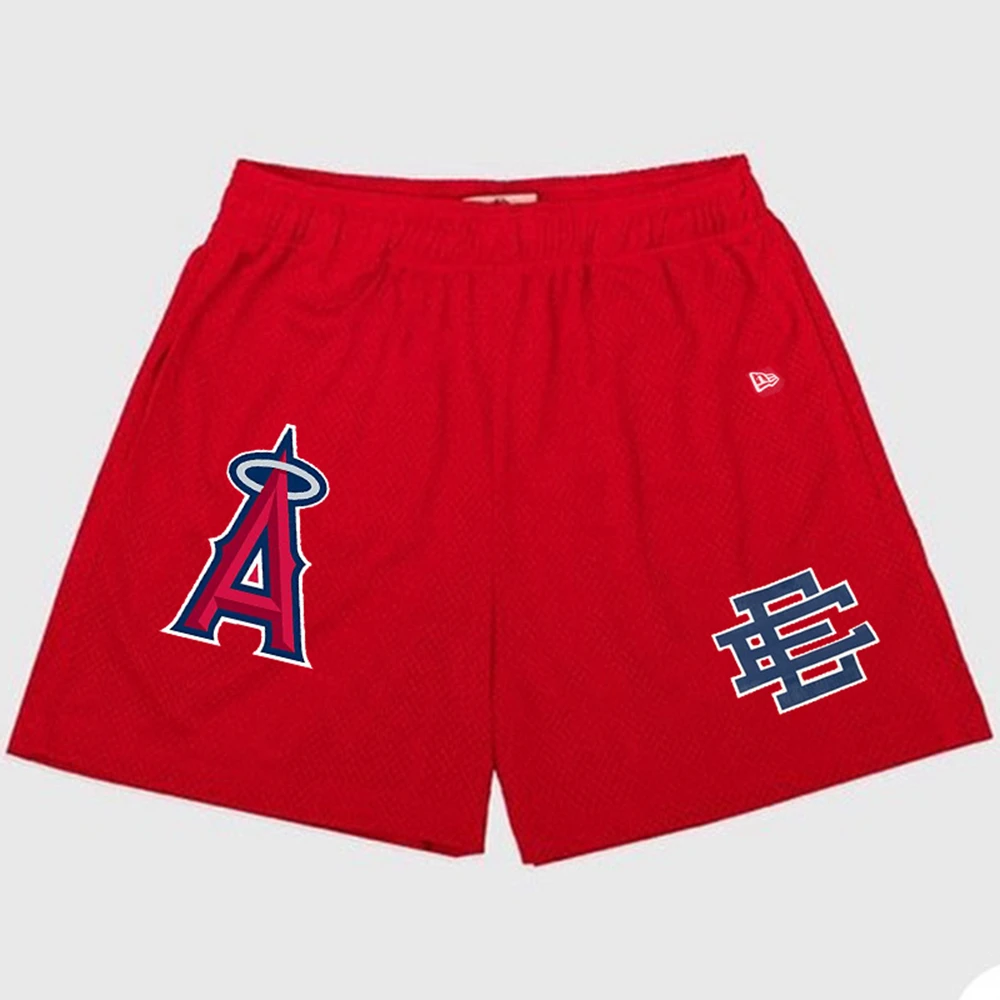 

Men's EE Basic Shorts Print Mesh Baseball Team Red Hip Hop Jogging Fitness Quick Dry Beach Summer Gym Basketball Shorts