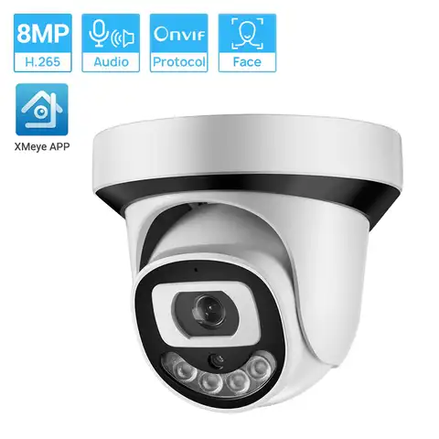 IP-камера XMeye, 8 Мп, 4K, Ultra HD, ONVIF, распознавание лица, двухстороннее аудио, цветное ночное видение, домашняя камера видеонаблюдения, H.265