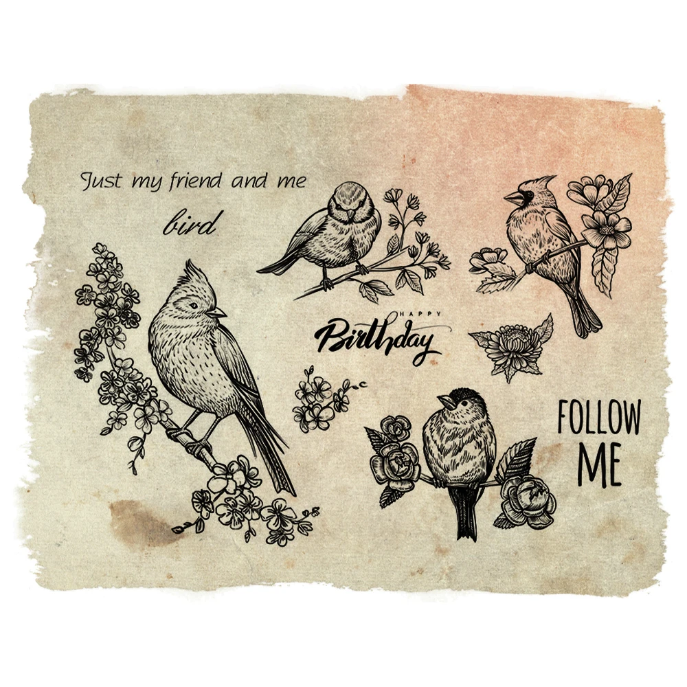

New 2022 Bird Series Clear Silicone Stamps for Diy Scrapbooking Card Stencil Paper Cards Handmade Album Stamp Decoration 11*16cm