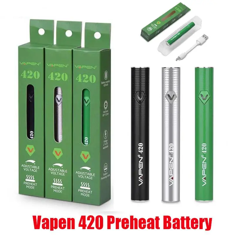 

Electronic Cigarette VAPEN 420 Preheating VV Battery 420mAh Variable Voltage USB Charge 510 Thread Thick lin Cartridges Atomizer