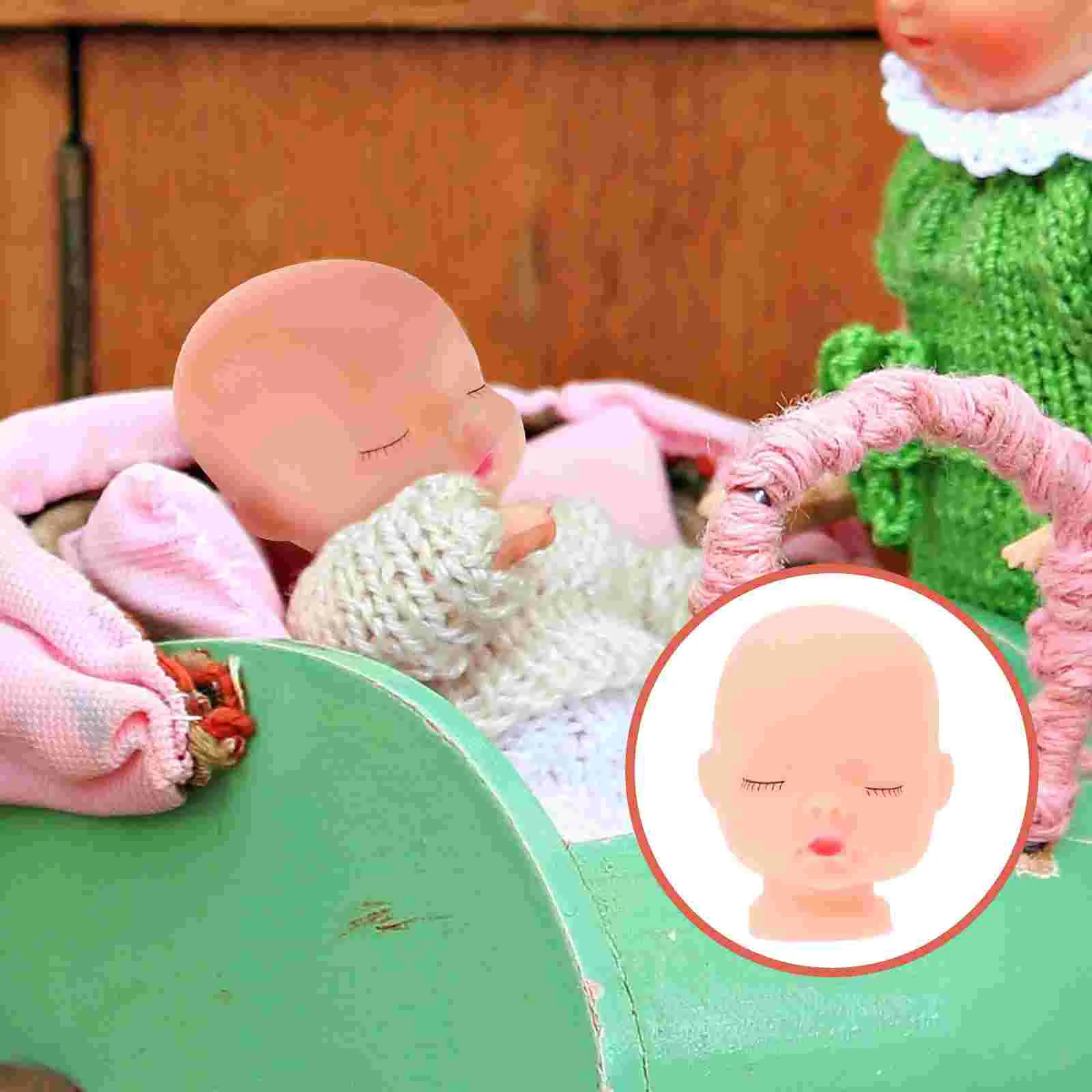 

Mini Sleeping Baby Doll Head DIY Hand Painting Doll Body Part Crafts Keychain Accessories For Children Gifts
