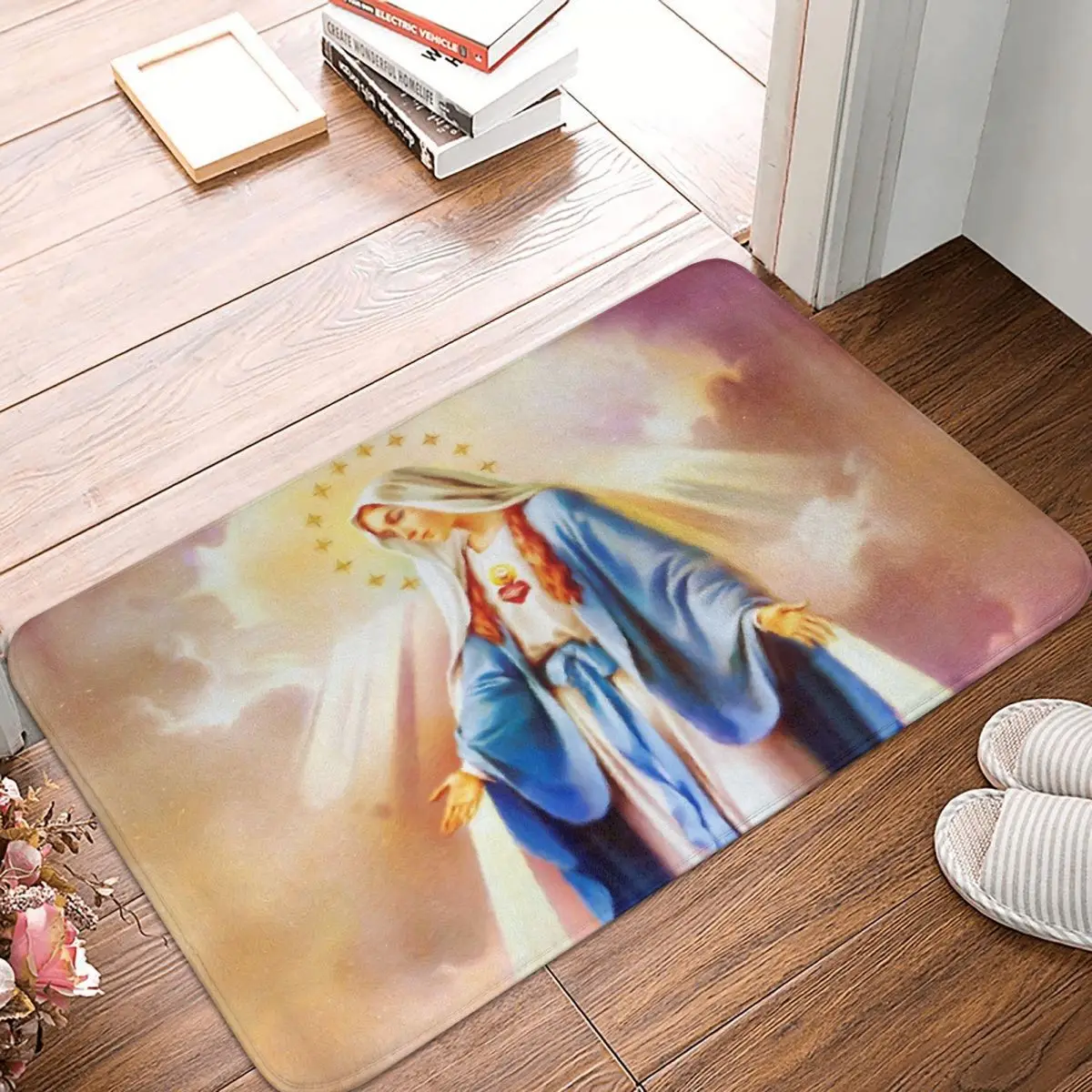 

Jesus Christ Nativity Kitchen Non-Slip Carpet Virgin Mary Colorful Painting Bedroom Mat Welcome Doormat Home Decoration Rug