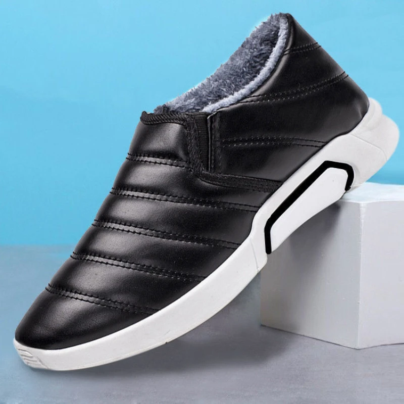 

Зимние мужские ботинки, теплые меховые мужские кроссовки, плюшевая повседневная мужская обувь, Нескользящие ботинки на щиколотке, мужские ...