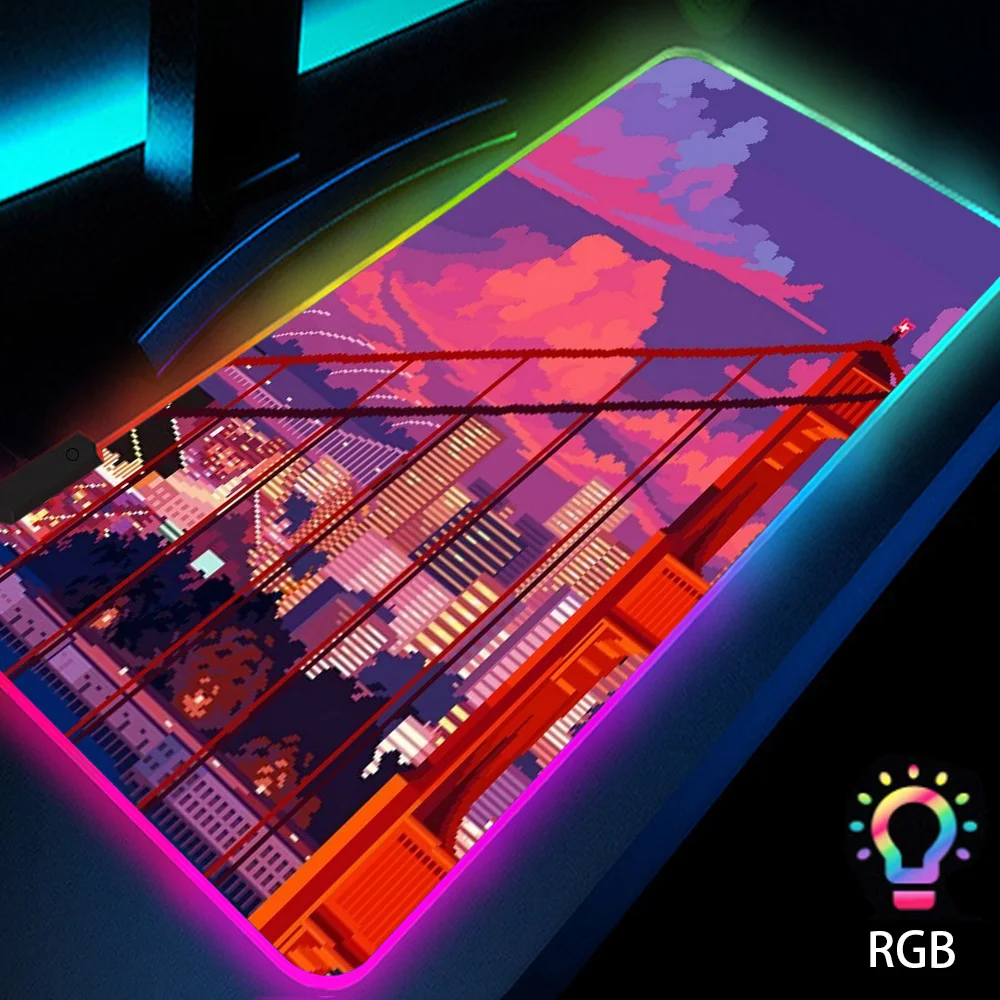 

Pixel Style Luminous Carpet Computer Accessories LED RGB Mouse Pad Desk Protector Cheapest Deskmat Gaming Office Backlit 900X400