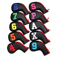 10pcs set pu waterproof golf club irons colorful number headcover zipper wedges cover headover