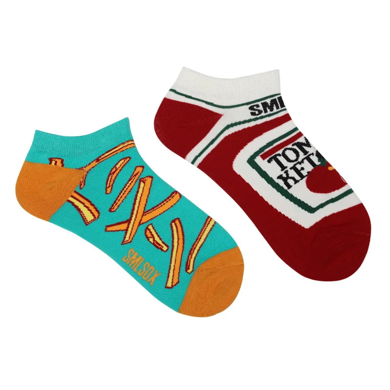 Women's Asymmetric AB Socks Ins Animal and Plant Ankle Socks Cartoon Colorful Sports Cotton Socks Men Women Socks Low Cut Sox