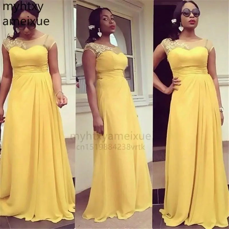 

Sexy Elegant Yellow Evening Dress Appliques Charming Prom Dress Evening Gowns Teens Prom Party Dresses Custom Made 2023
