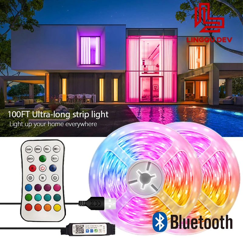 

LED 10M 15M 20M 30M LED полоса света цвет RGB ленты спальня Bluetooth светодиодные фонари для комнатного телевидения Backlight Decor Светодиодная лента