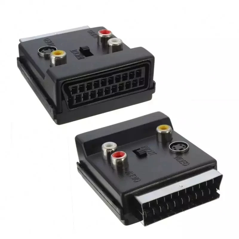 21Pin SCART на 3 RCA тройной композитный Phono SVHS AV адаптер с выключателем для ТВ DVD VCR