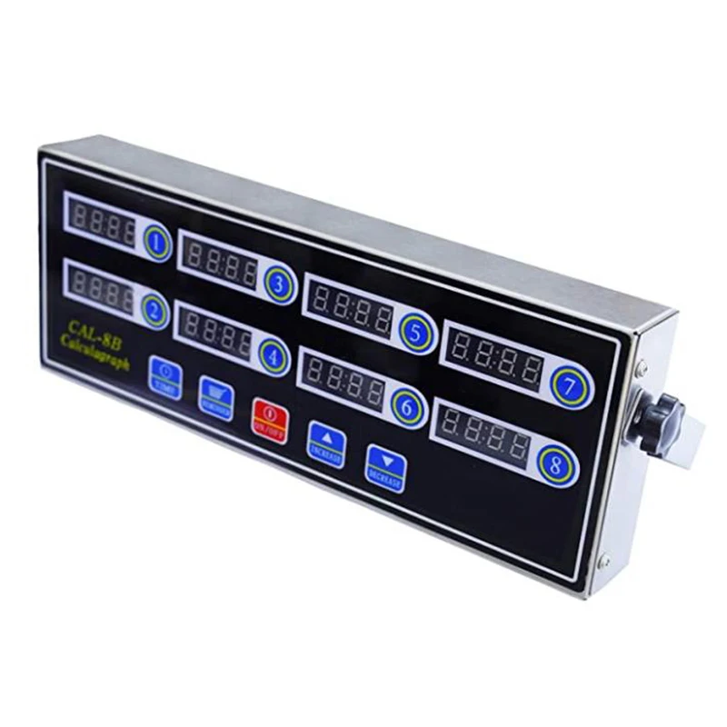 

Commercial 8 Channels Digital Kitchen Timer Stainless Steel Calculagraph Timer with Alarm Clock Reminder EU Plug