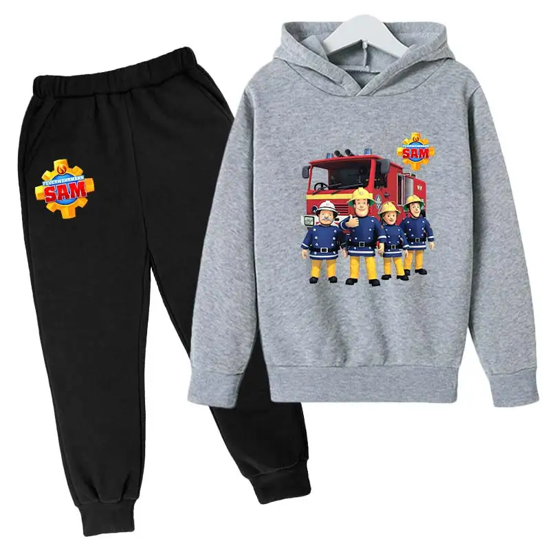 

Cartoon Fireman Printed Men Women Tracksuit Sets Casual Hoodie And Pants 2pcs Sets Oversized Sweatshirt Fashion Couple Clothing
