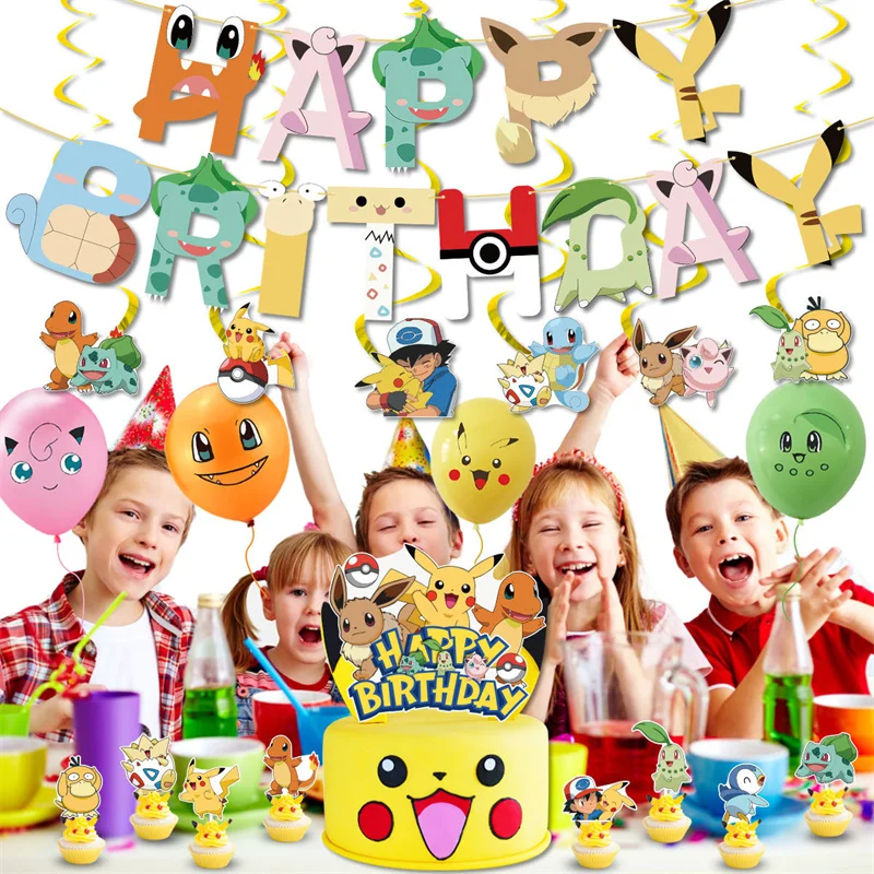 

Anniversaire Pokemon Pikachu Birthday Party Decor Paper Cup Paper Plate Knife Fork Spoon Kids Birthday Party Festival