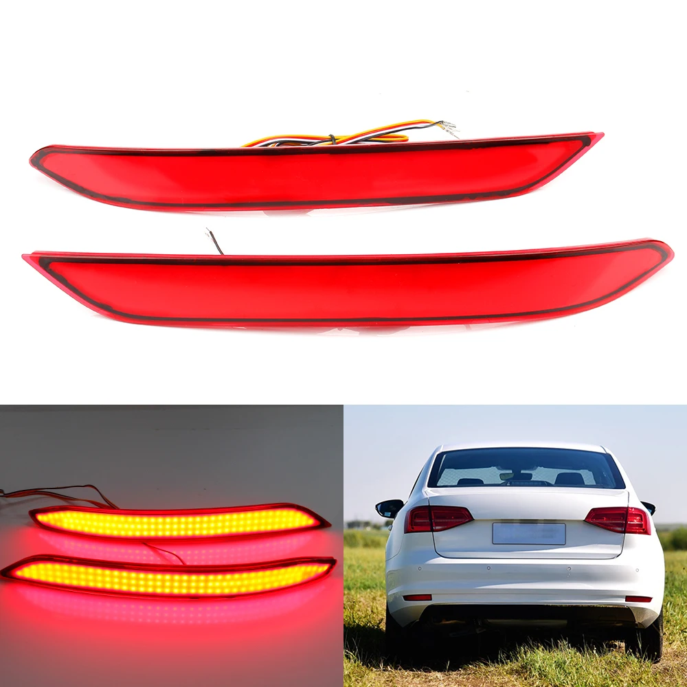 

MIHAZ 2pcs Rear Bumper Light Reflector For Volkswagen Jetta 2016 2017 Car Tail Red 12V Fog Lamps Flashing Brake Stop Warn Lights