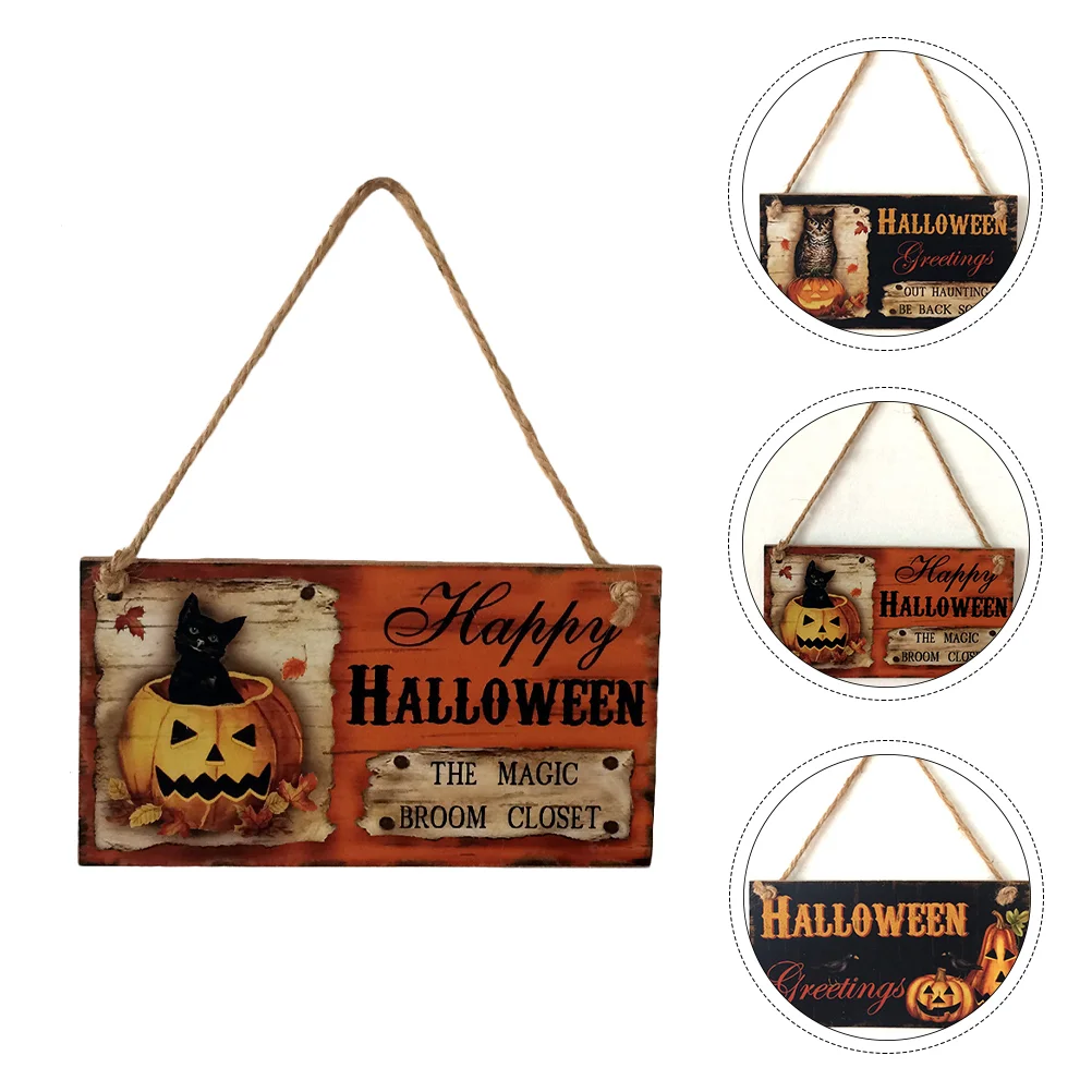 

Деревянный декор для двери с надписью, бирка для приветвечерние, домашняя доска с привидениями, Угощение для фокусов, настенный венок, дерев...